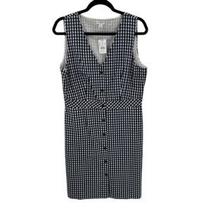 J.Crew Button Front Sleeveless Navy/White Gingham Dress Womens Size 12
